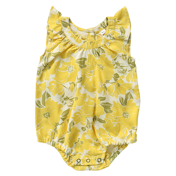 Rose Yellow Rayon Romper, 3 sizes