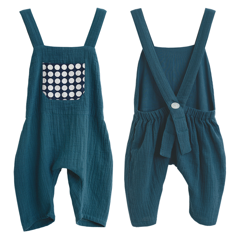 Teal Cotton Crinkle Overalls in 3 sizes- SALE CLOTHING & KIDS
