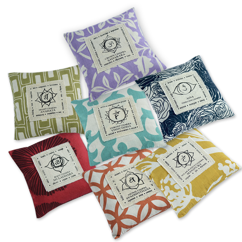 Chakra Vetiver Sachet Pillows, set of 7