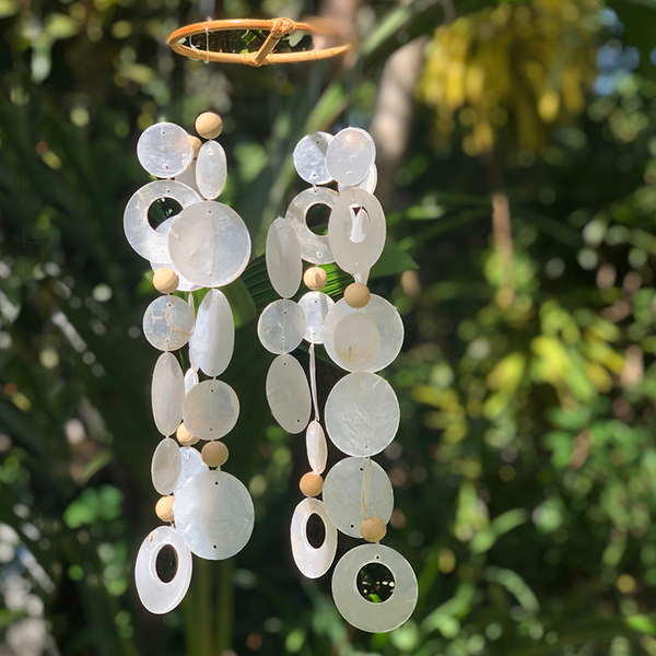 Natural with Wood Capiz Wind Chime, Small