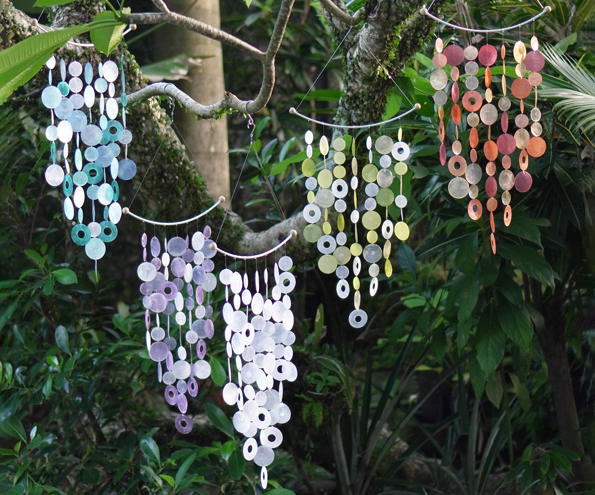 White Inverted Arch Capiz Wind Chime