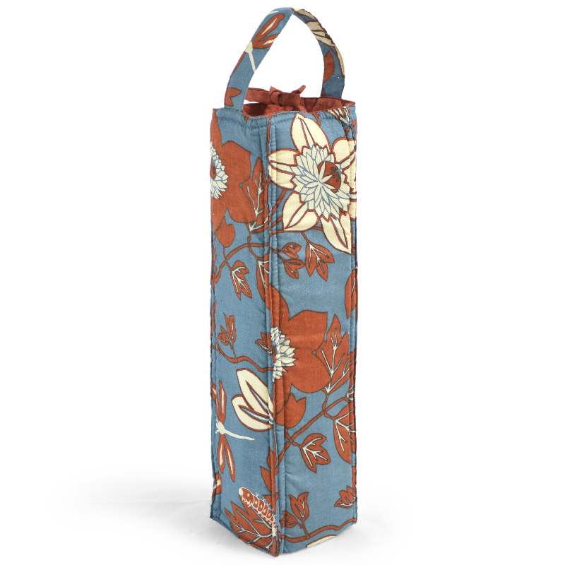 Passion Flower Blue Spice Padded Wine Bag