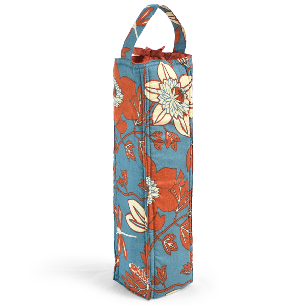 Passion Flower Blue Spice Padded Wine Bag