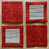 Toraja Red Waterlily Coaster, set of 4