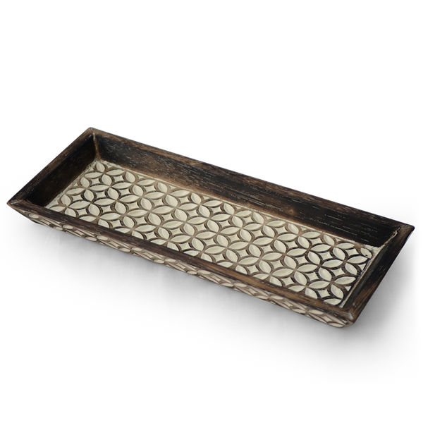Carved Wooden Mini Tray - Taupe