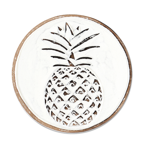 Whitewash Pineapple Wooden Trivet, 2 sizes