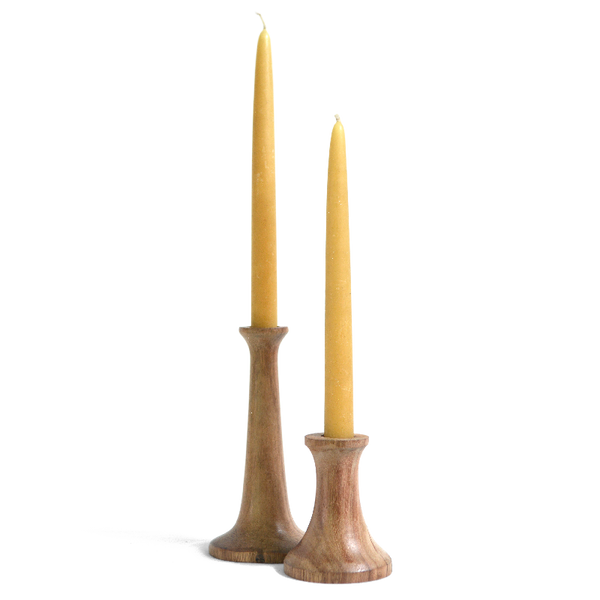 Natural Suar Taper Candle Holders in 2 sizes- Sale Homewares