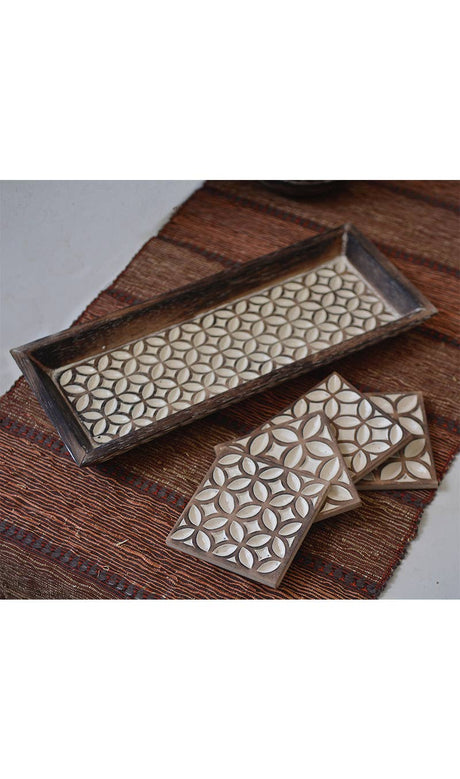 Carved Wooden Mini Tray - Taupe