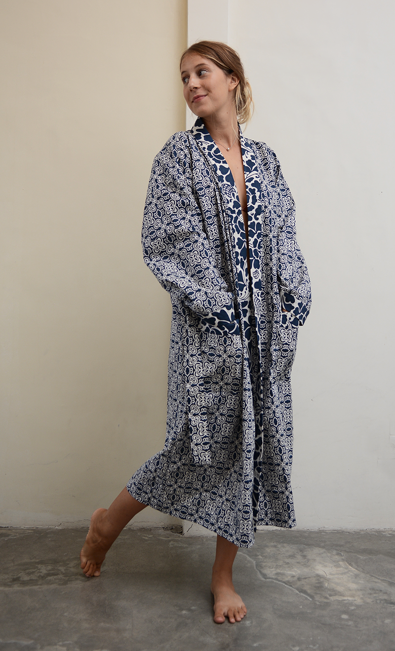 Indigo Cotton Kimono Robe, 3 sizes – tokobalizen