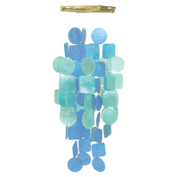 Blue Turquoise Capiz Wind Chime, Medium